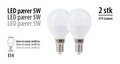 LED-kronepærer 5 W E14 - 2 pk.